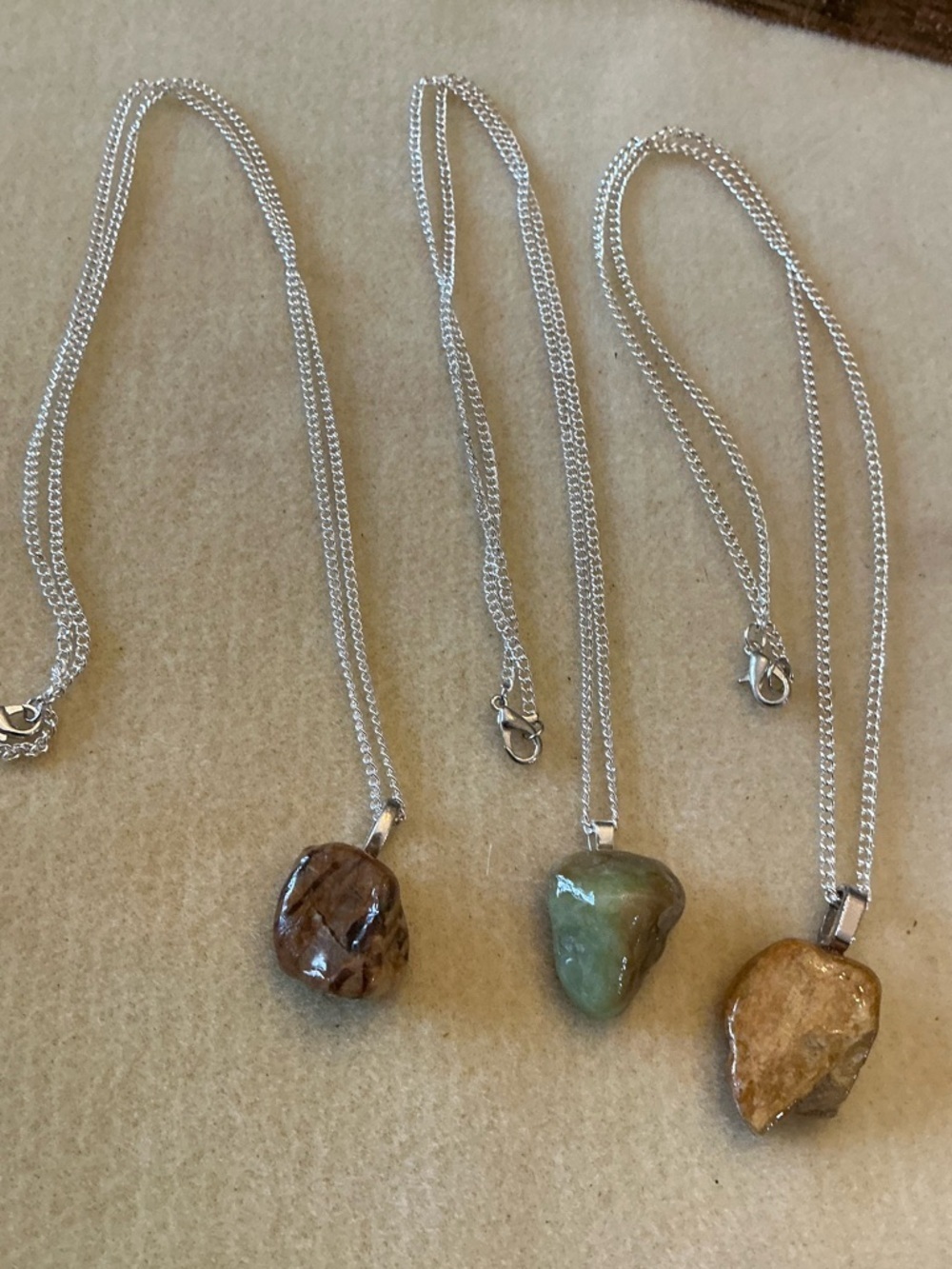 Handmade Stone Pendant Necklaces, set of 3